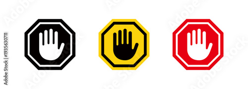 Stop sign, stop gesture, no entry