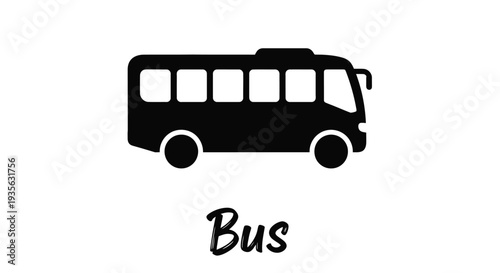 A simple black bus depiction with a bold silhouette