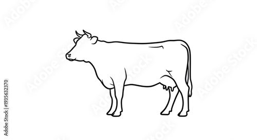 Simple line drawing of a cow in profile silhouette