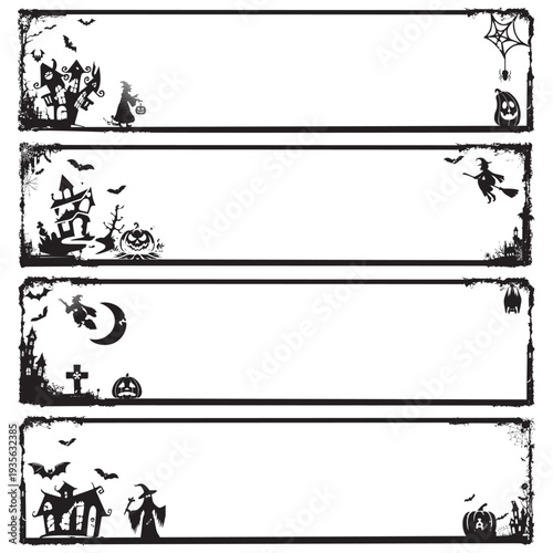 Halloween illustration frame art template background collection design