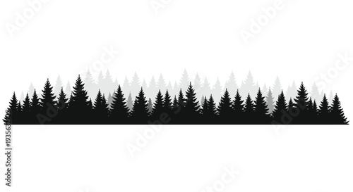 A dark forest landscape with varying tree densities a striking silhouette