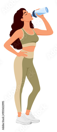 Woman fitness drink water bottle isolated