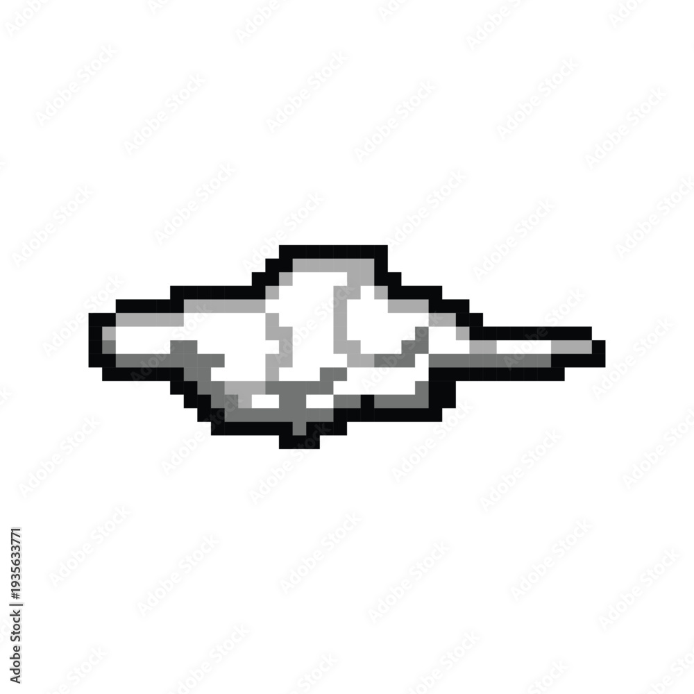 Fototapeta premium Pixel art white cloud or smoke element object isolated