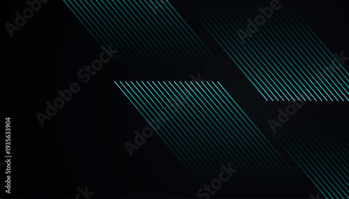 Black abstract background with glowing diagonal lines. Minimalist and modern vector design. EPS. 3