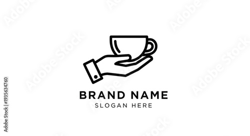 Simple Line Art Logo Template for Coffee Shop or Cafe Brand Identity.