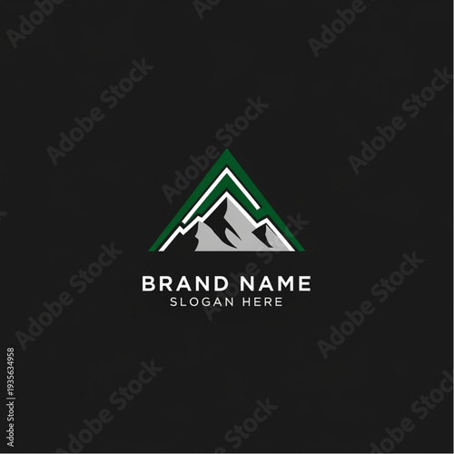 Modern Mountain Logo Design Template with Brand Name Placeholder.