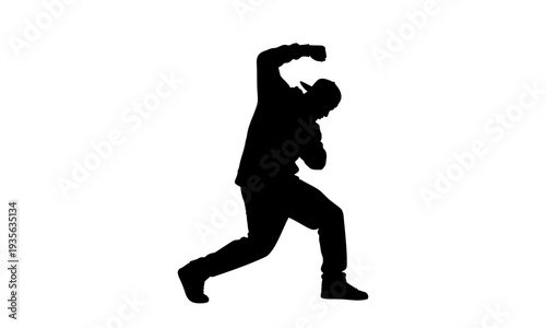 Hip hop break-dancer silhouette performing a dynamic dance move