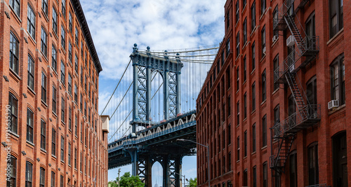 Manhattan bridge in New York view from Brooklyn