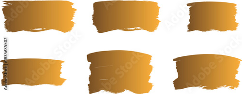 Six variations of brush orange color swatches on white background