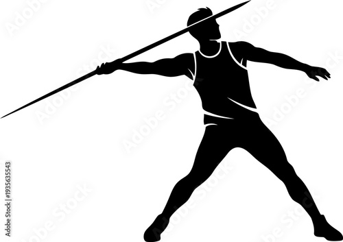 Silhouette Javelin Throw Pose isolated vector.