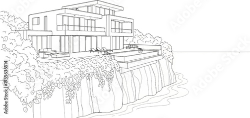 Modern cliffside residence with infinity pool and ocean view