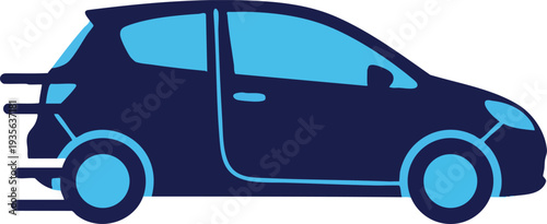 Fast Moving Blue Car Vector Icon Illustration