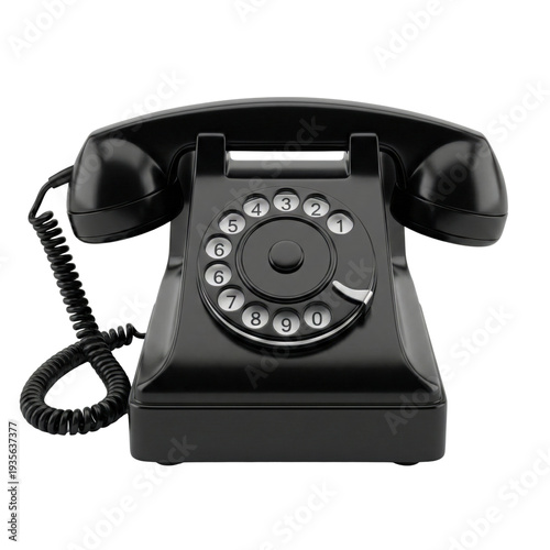 Obraz na płótnie Classic black rotary dial telephone with cord