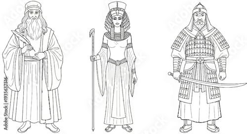 Historical figures a scholar, an Egyptian queen, and a warrior