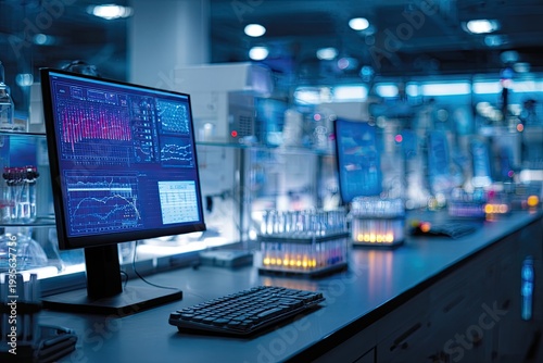 Wallpaper Mural Advanced laboratory monitors display complex scientific data Torontodigital.ca