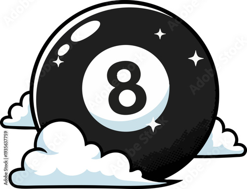 Magic Eight Ball in Clouds - Fortune Telling and Future Concept