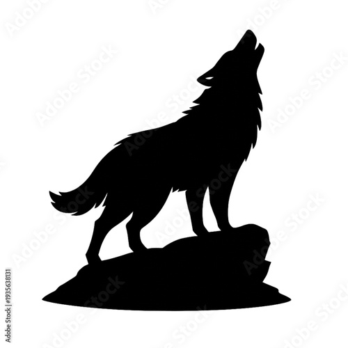 Majestic Howling Wolf Silhouette Vector Art: Powerful Wilderness Icon, Ideal for Logos, Tattoos & Nature-Inspired Designs. Wild Animal Symbolism & Freedom.