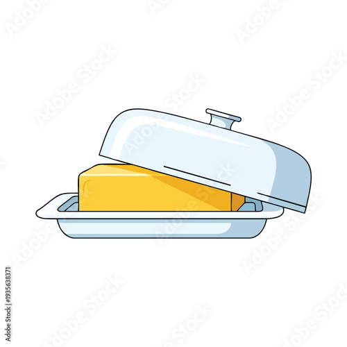 Fresh Butter on a Butter Dish with Cover Ideal for Culinary and Kitchen Decor
