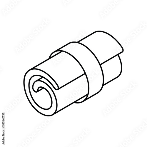 Rolled White Towel Secured with Band Illustration.