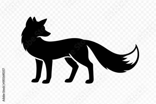 Elegant Black Fox Silhouette Vector Illustration - Minimalist Wild Animal Icon Design for Logos, Branding, Nature Themes, and Modern Graphics on Transparent Background