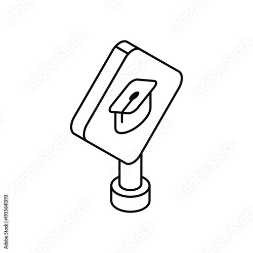 Illustration of Book with Graduation Cap on Top.