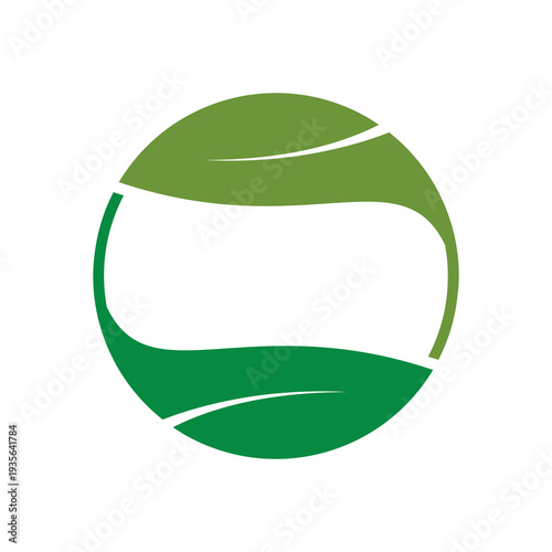 Two Leaves Circle logo icon isolated on white background