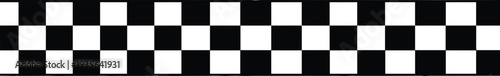 Horizontal black and white checkered banner design featuring a classic racing flag pattern for automotive sports competition events and taxi cab graphic design elements