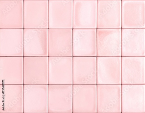 Background of Pale Pink Square Ceramic Tiles with a Grid Pattern