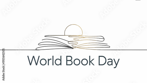 World book day celebration with open book and sun rising background