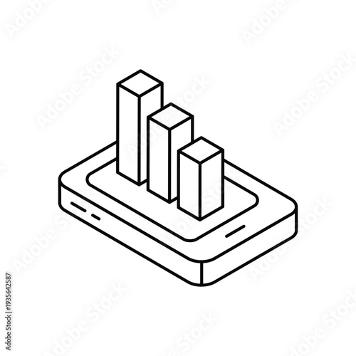 Isometric Smartphone with Rising Bar Charts.