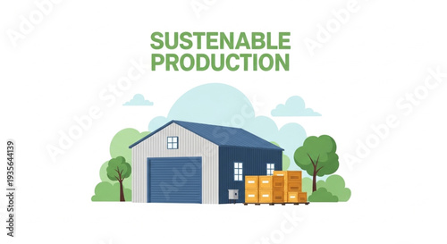 Sustainable Production Warehouse with Crates.