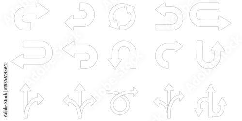 Navigation arrow icons set. Different direction signs. Web interface pointers vector