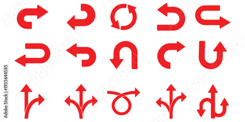 Navigation arrow icons set. Different direction signs. Web interface pointers vector