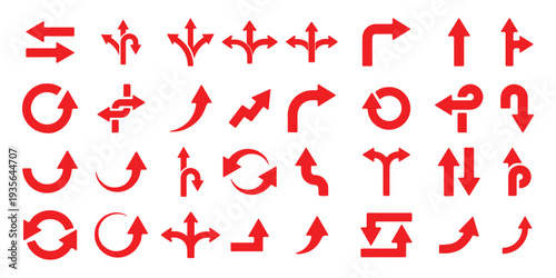 Navigation arrow icons set. Different direction signs. Web interface pointers vector