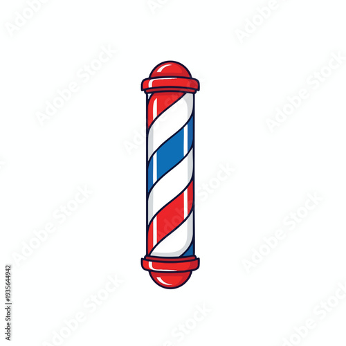 Barber Pole Sign with Classic Red White and Blue Stripes for Hair Salon or Barber Shop Advertising
