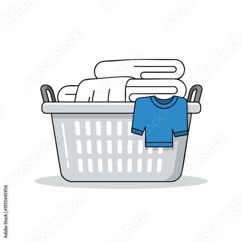 Laundry Basket with Clean Clothes and T Shirt for Household Chores
