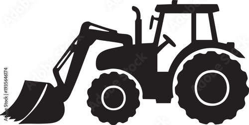 Construction Tractor with Front Loader Outline