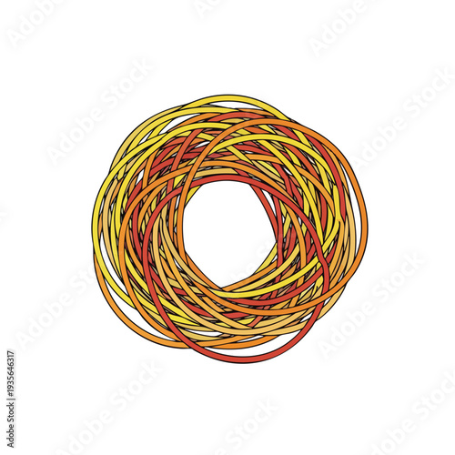 Colorful Rubber Bands Forming a Circular Shape on White Background