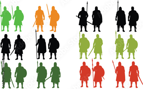 Memorial soldier silhouettes in various colors for history and tribute