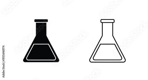 Set of 2 Erlenmeyer flask icons vector