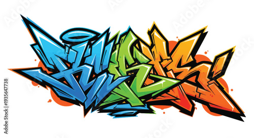 Colorful abstract street graffiti mural with dynamic lettering design.