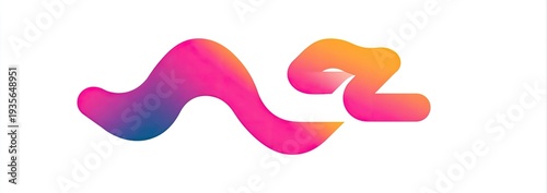 Colorful abstract design with a wavy, flowing shape and gradient colors on a white background