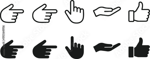 Hand gesture icons set vector illustration flat design symbols