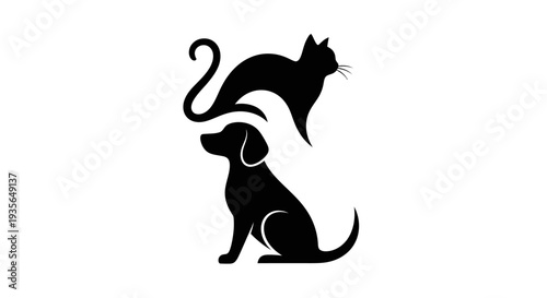 Black silhouette of dog and cat symbols on white background