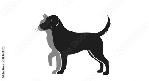 Dog and cat silhouette illustration of animal companionship