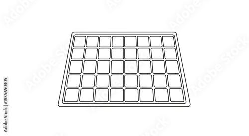 A grid-like tray filled with evenly spaced square compartments rendered in minimalist design
