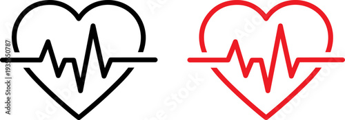 Heart rate icon in black and red