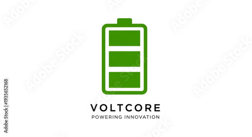 Green battery icon symbolizing energy and innovation.