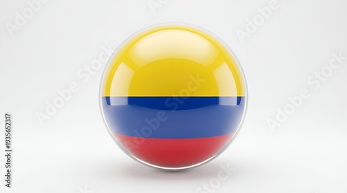 A glossy sphere displaying the colors of the colombian national flag against a plain white background Free Download A glossy sphere displaying the colors of the colombian national flag against a plain white background - GFXLoad
