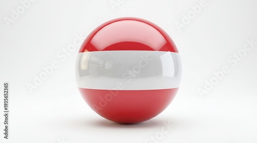 Free Download A glossy red and white sphere representing the flag of austria, captured in a studio setting on a plain white background - GFXLoad